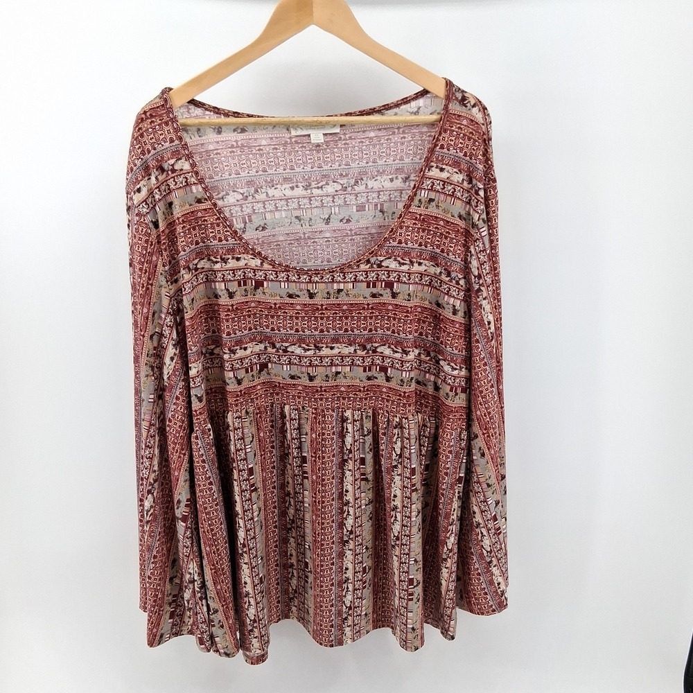Weekend by Suzanne Betro Boho Peasant Top Sz 4X Bell Sleeve Babydoll Y2K Cottage